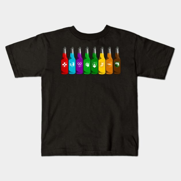 Zombie Perks Lined Up on Charcoal Kids T-Shirt by LANStudios